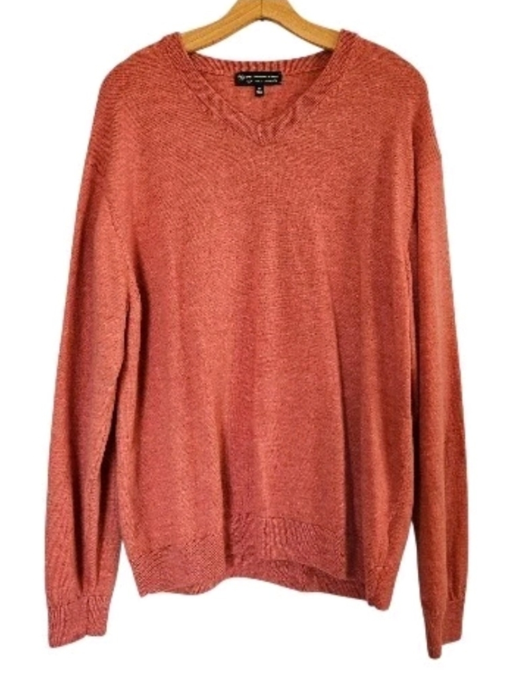 Men's Rust V-Neck Sweater - Classic Lightweight Knit Hart Schaffner Marx V-Neck